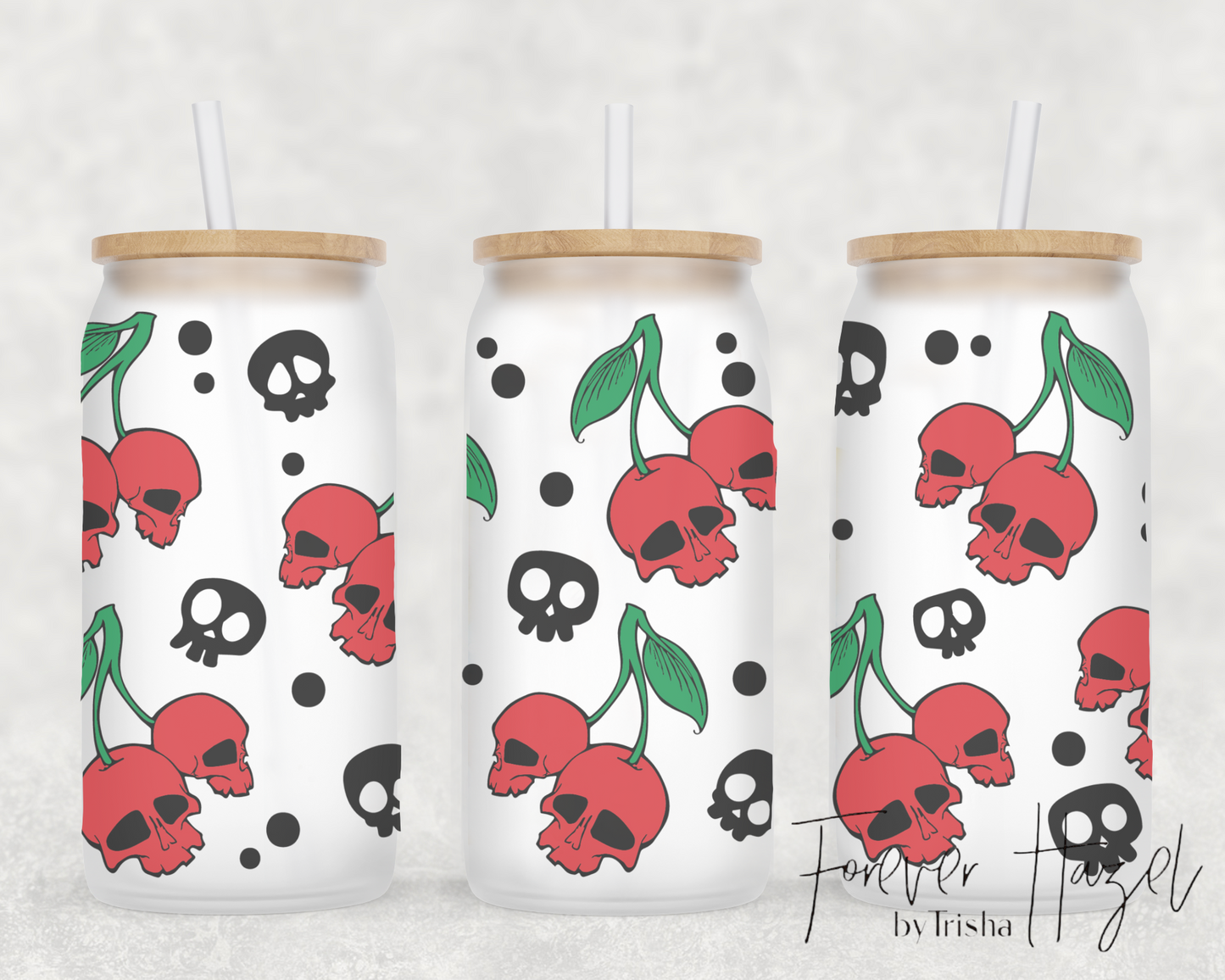 Skull Cherries 16oz Frosted Glass Can