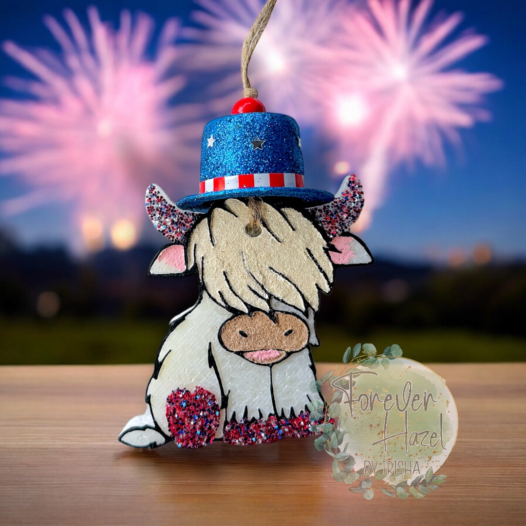 Patriotic Highland Cow Freshie