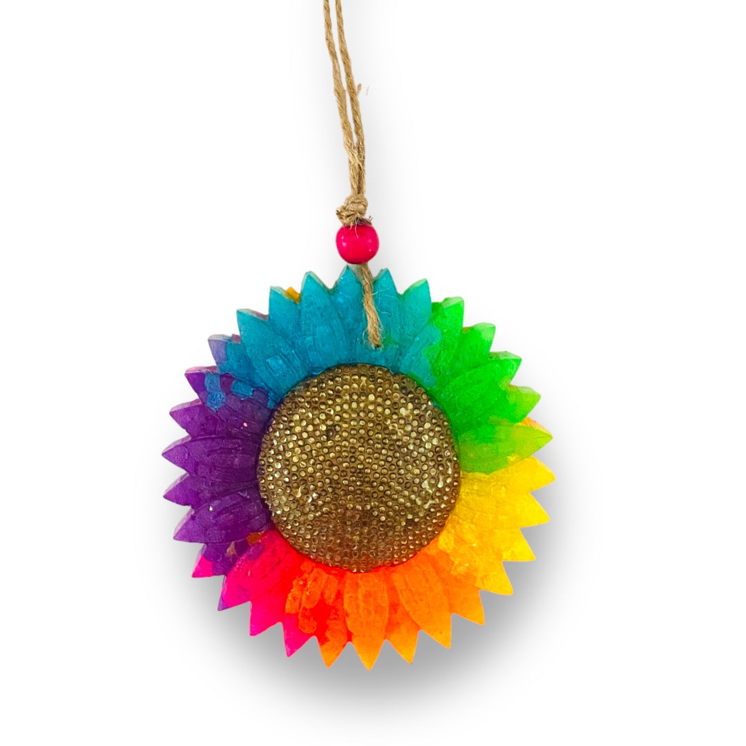 Neon Rainbow Sunflower Freshie: Plant Aroma Bead Bead Air Freshener