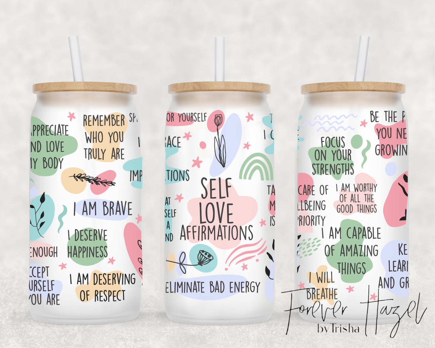 Self Love Affirmations 16oz Frosted Glass Can