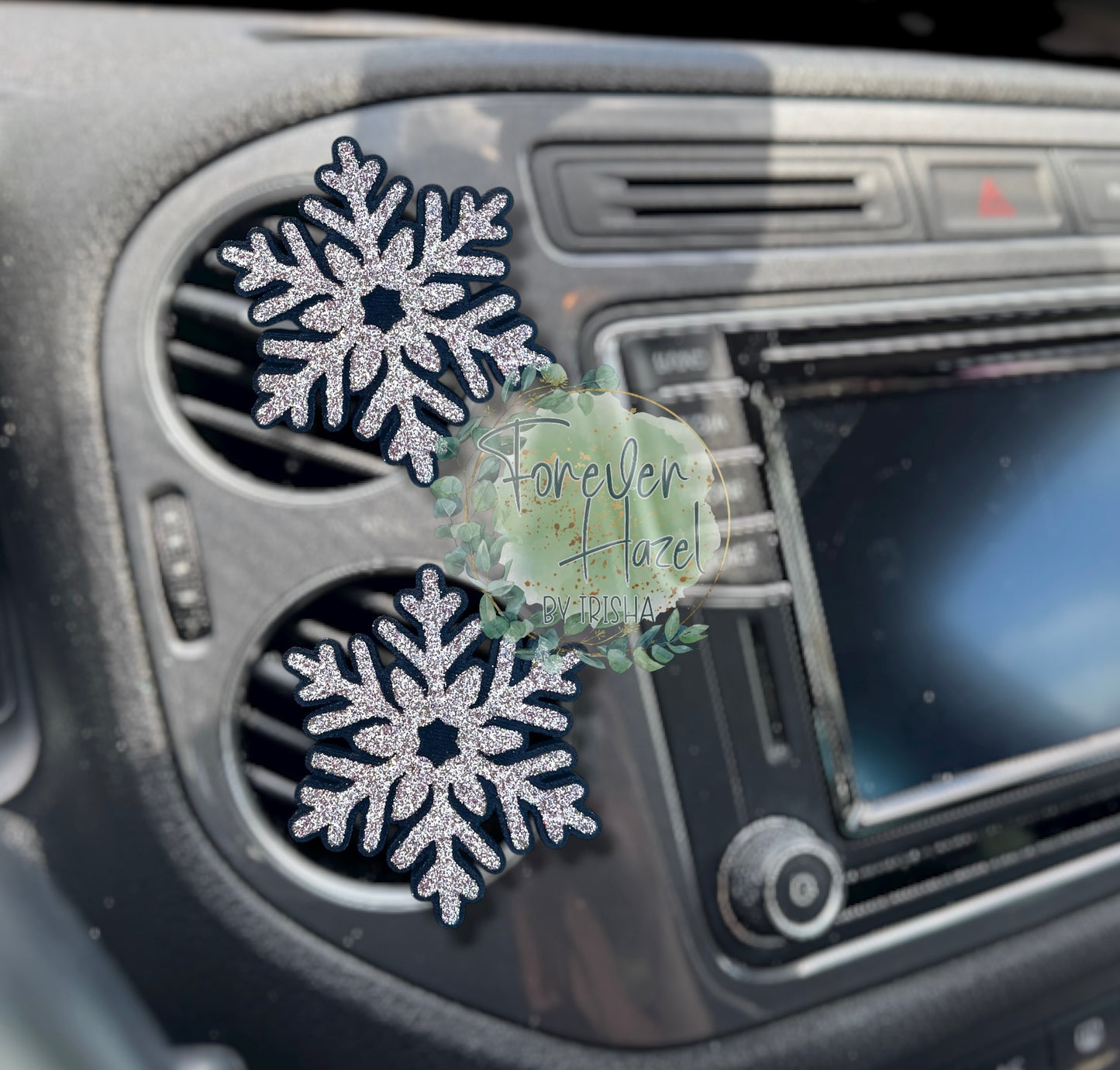 Black and Champagne Gold Snowflake Freshies: Winter Aroma Bead Air Fresheners