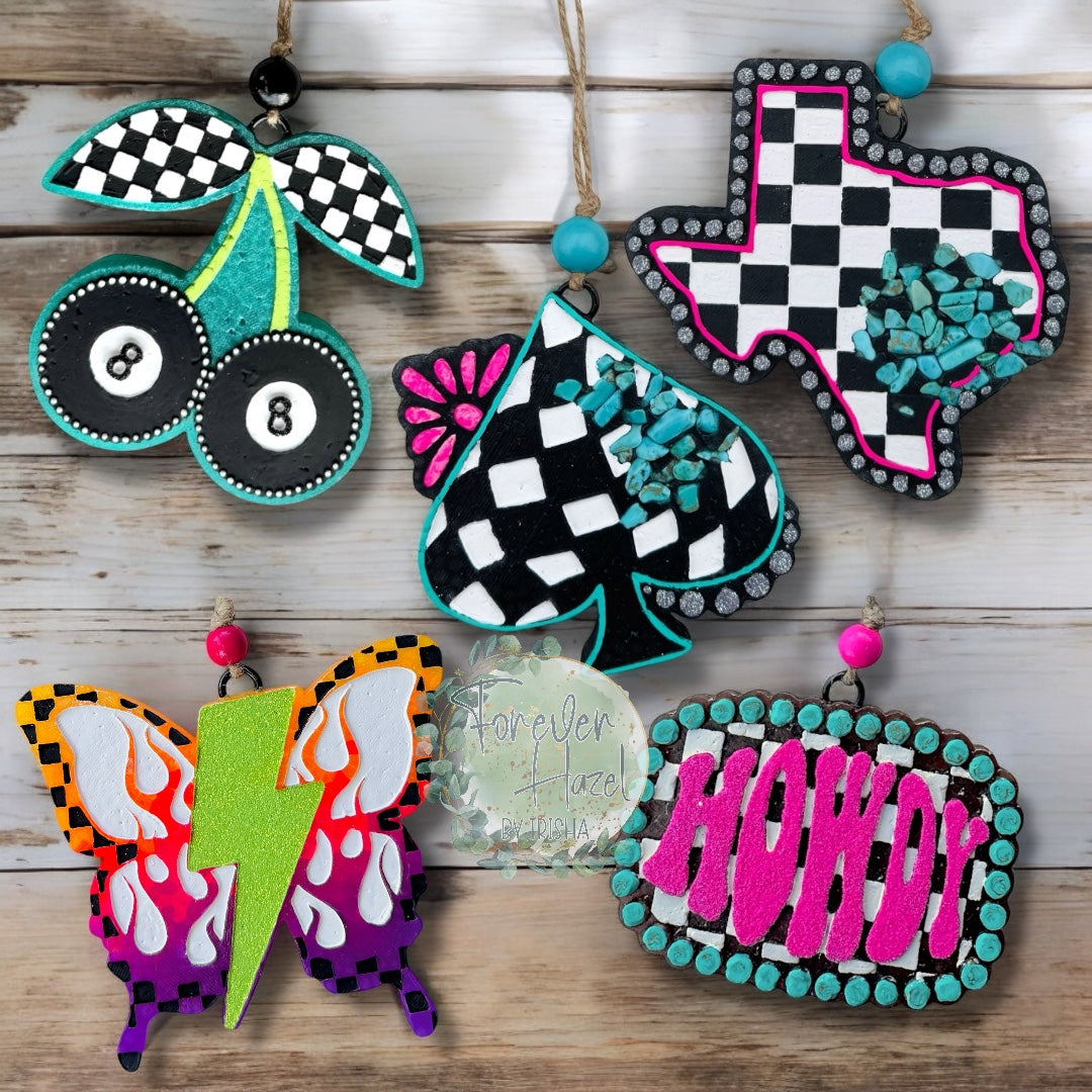 Punchy Western Freshies | Checkered Spade Freshie | Checkered Texas Freshie | Eight Ball Cherries Freshie