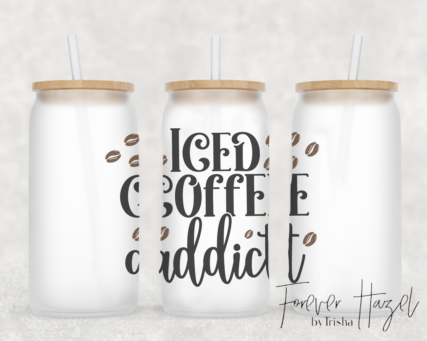 Iced Coffee Addict 16oz Frosted Glass Can