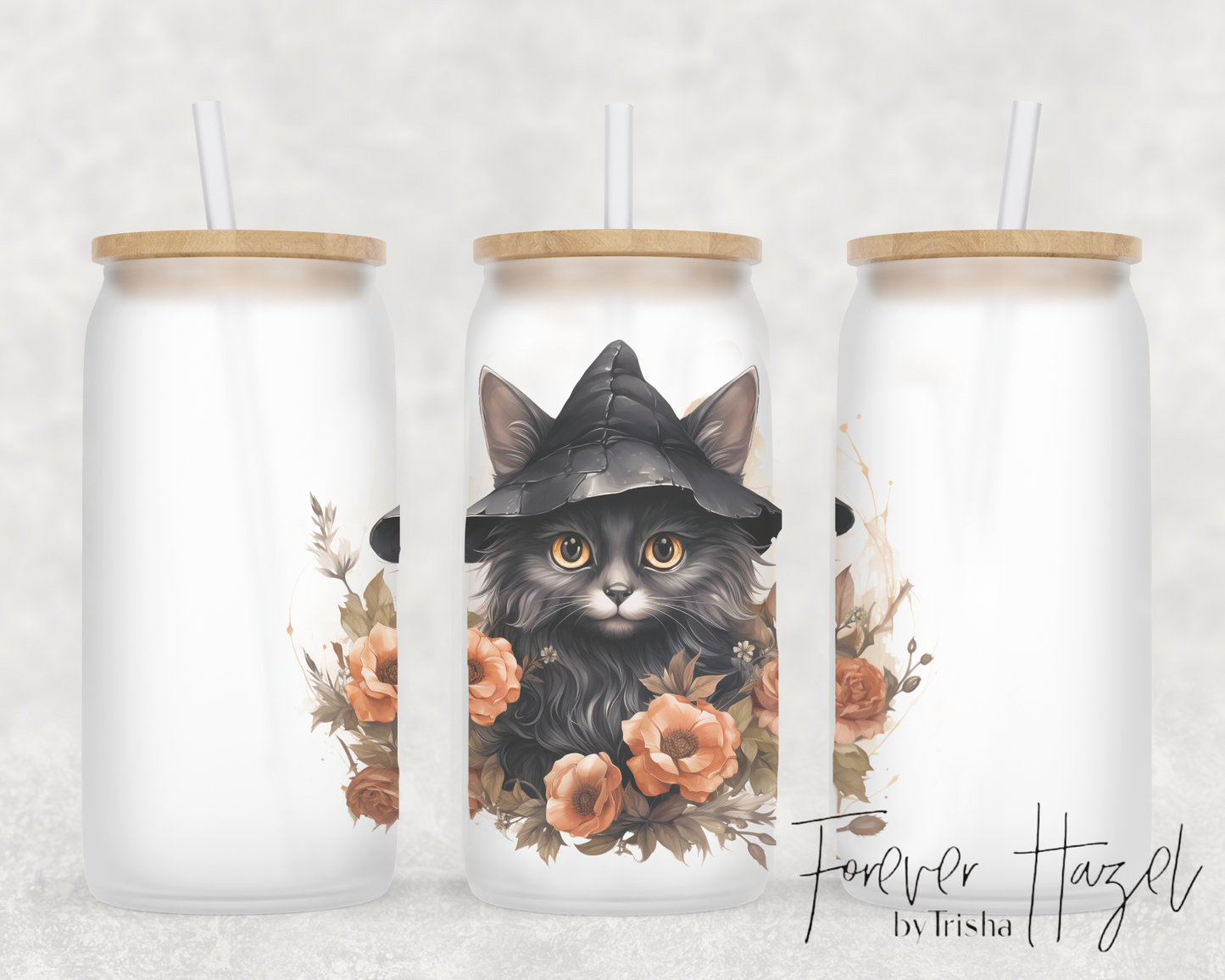 Black Cat 16oz Frosted Glass Can