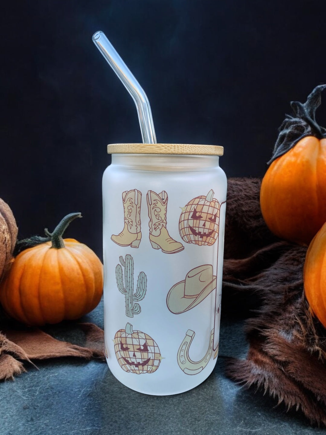 Boot Scootin Spooky 16oz Frosted Glass Can