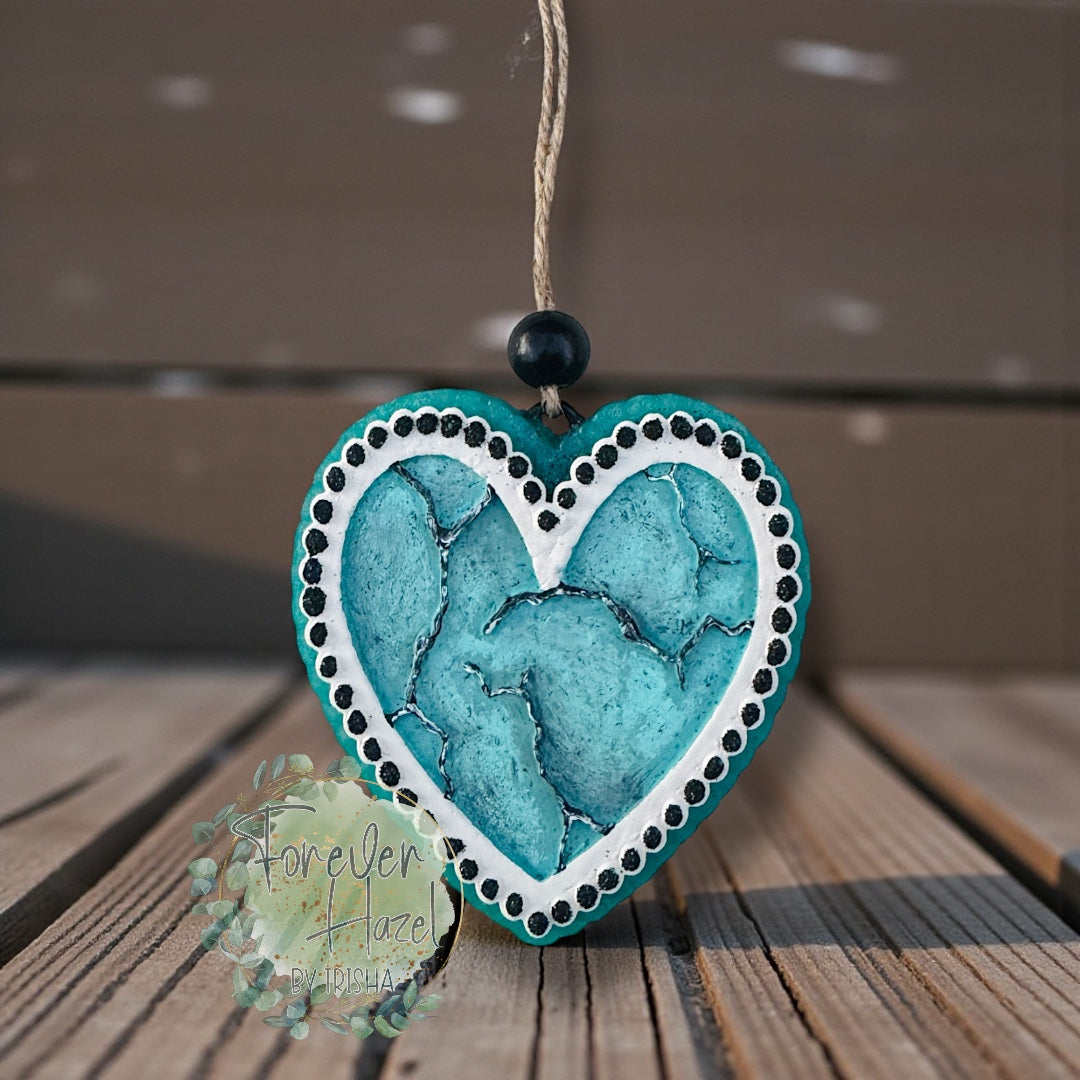Turquoise Marble Heart Freshie: Valentine Aroma Bead Air Freshener