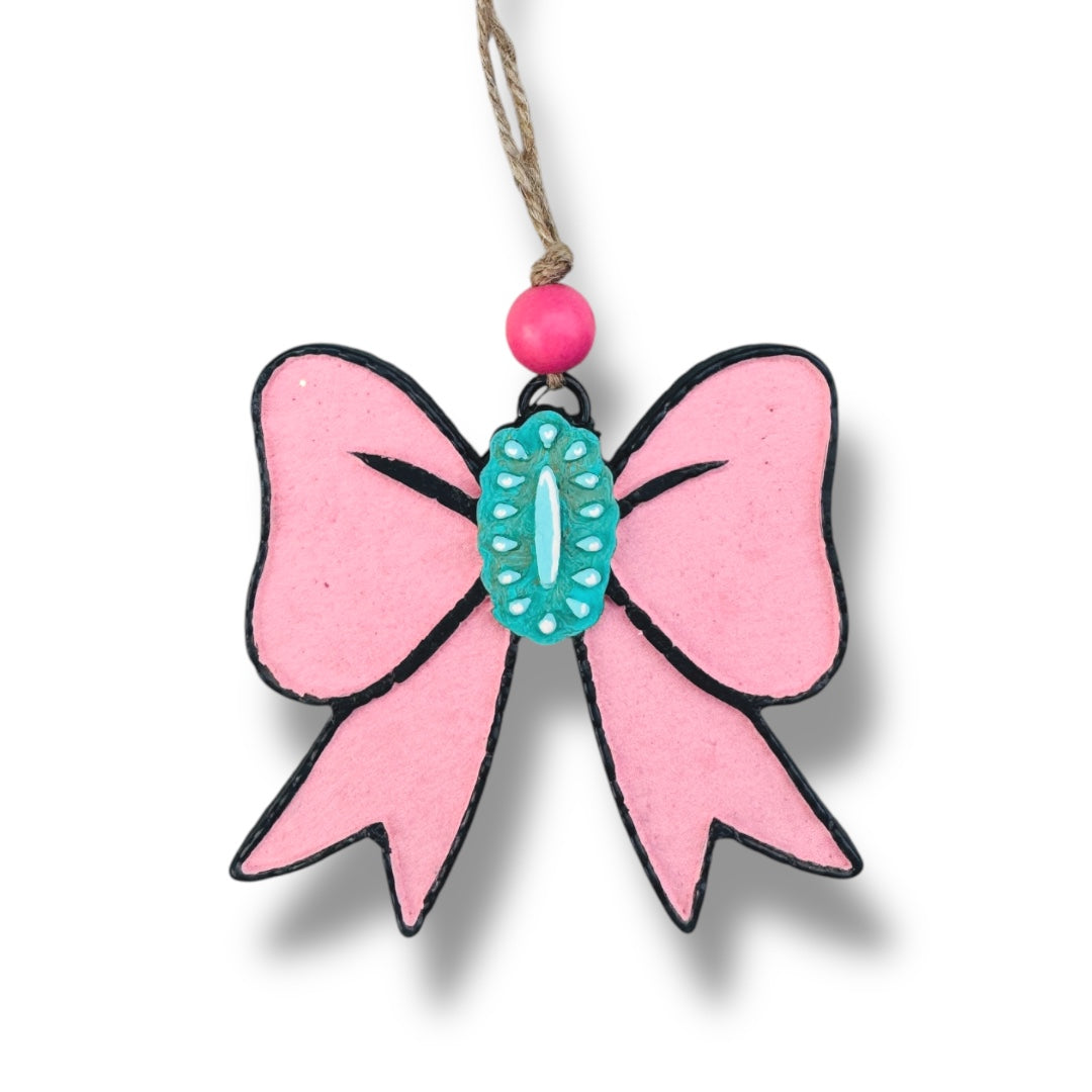 Velvet Bow With Turquoise Jewel Freshie