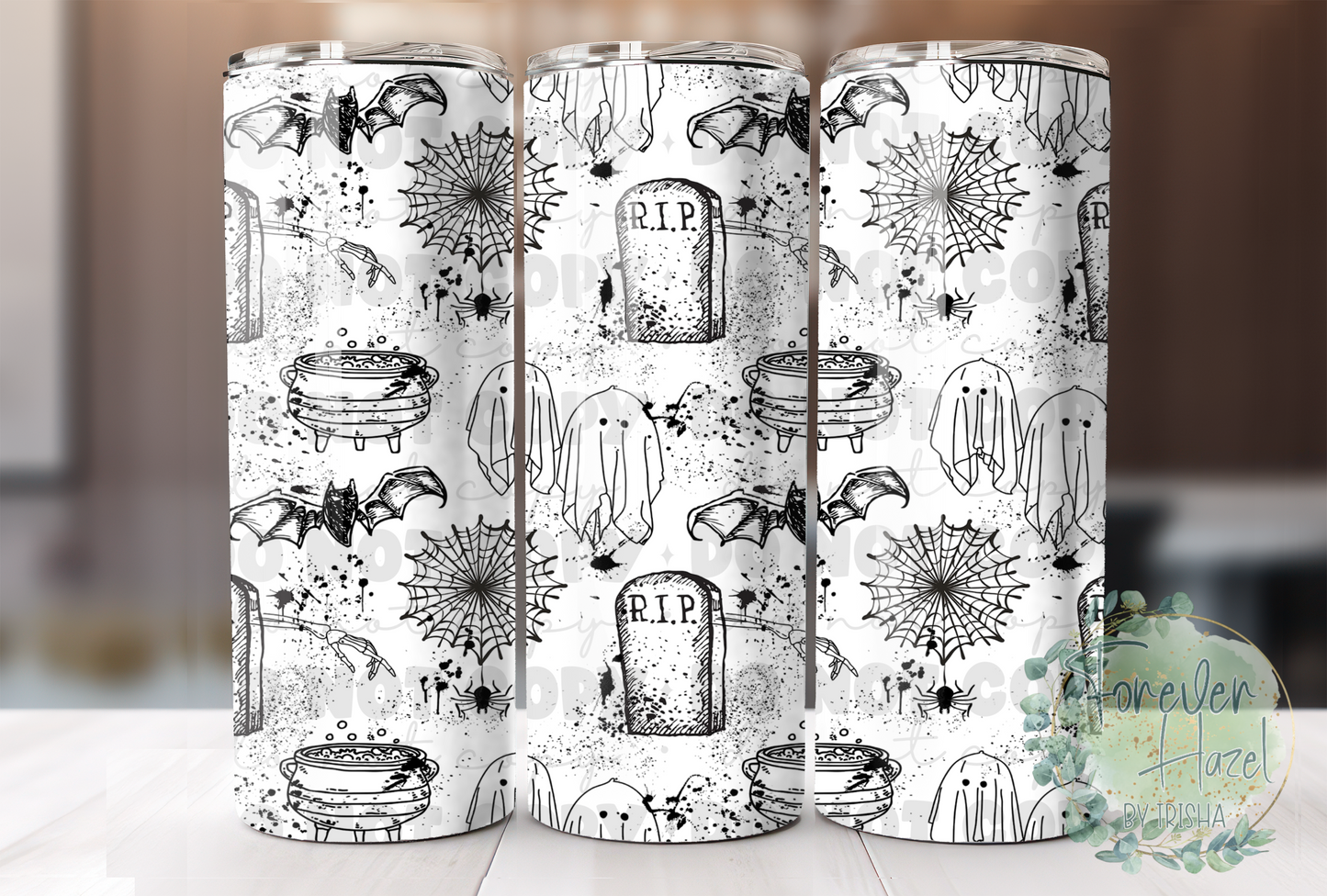 White Halloween Grunge Art Tumbler