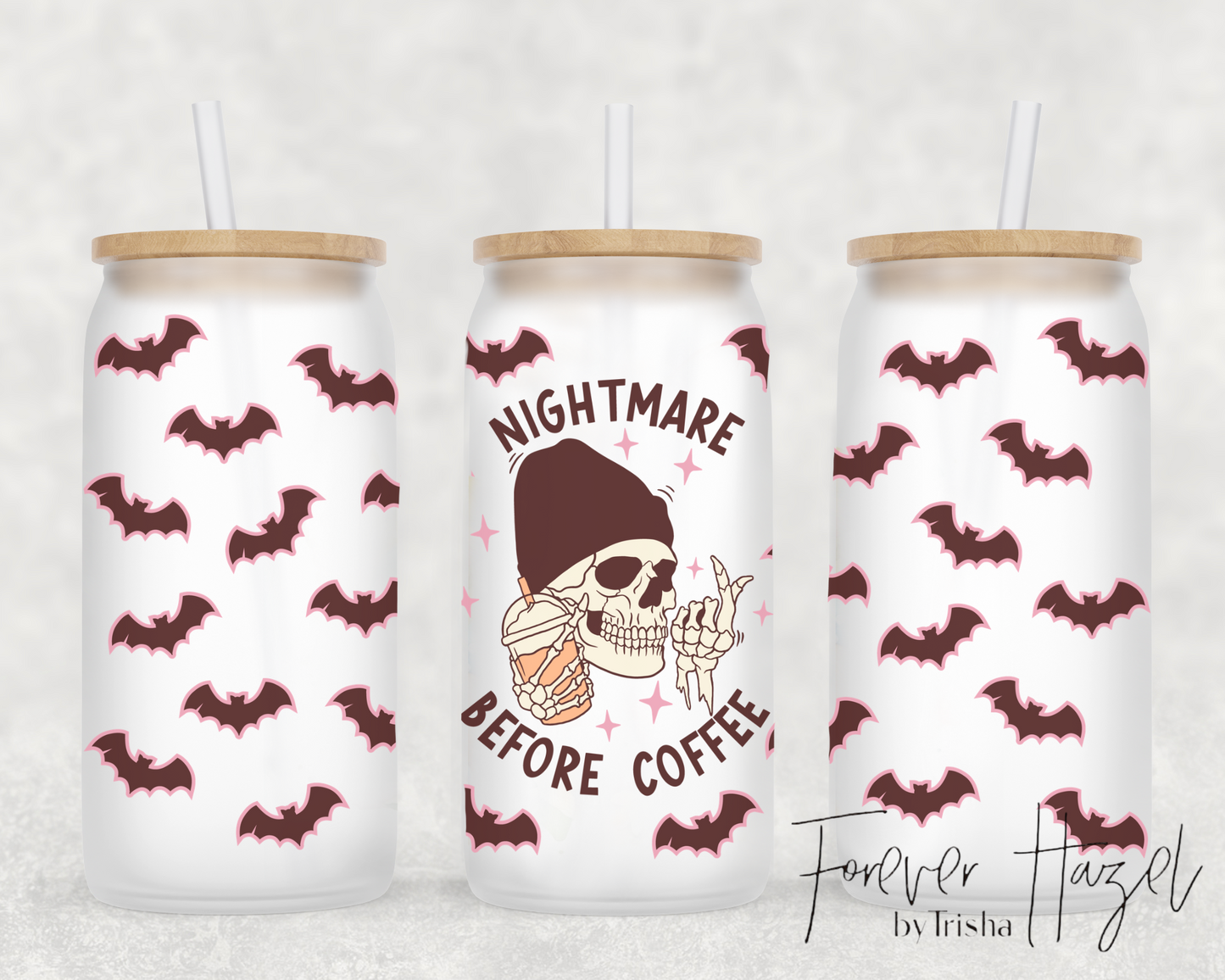 Nightmare Before Coffee 16oz Frosted Glass Can