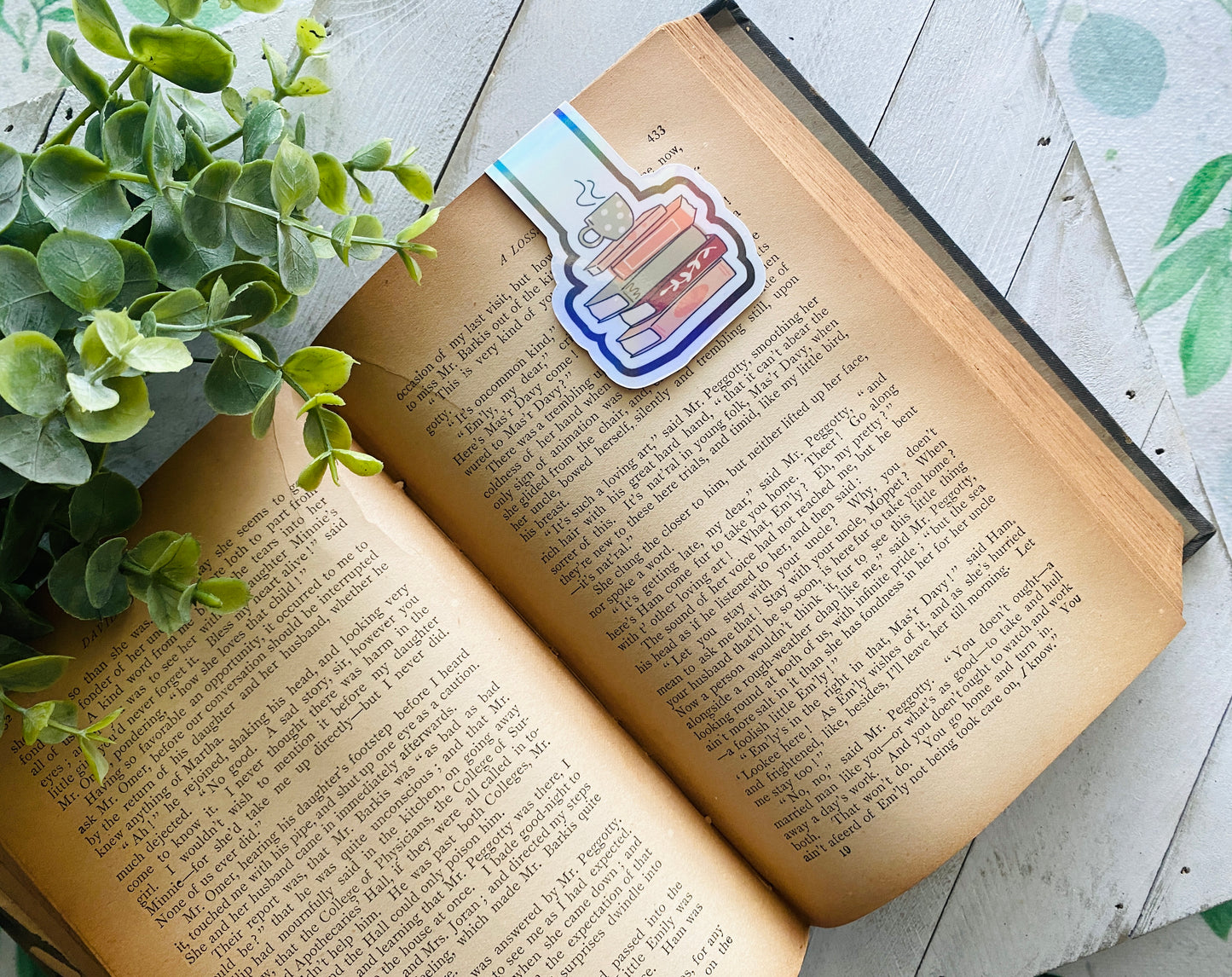 Stack Of Books and Coffee Magnetic Bookmark