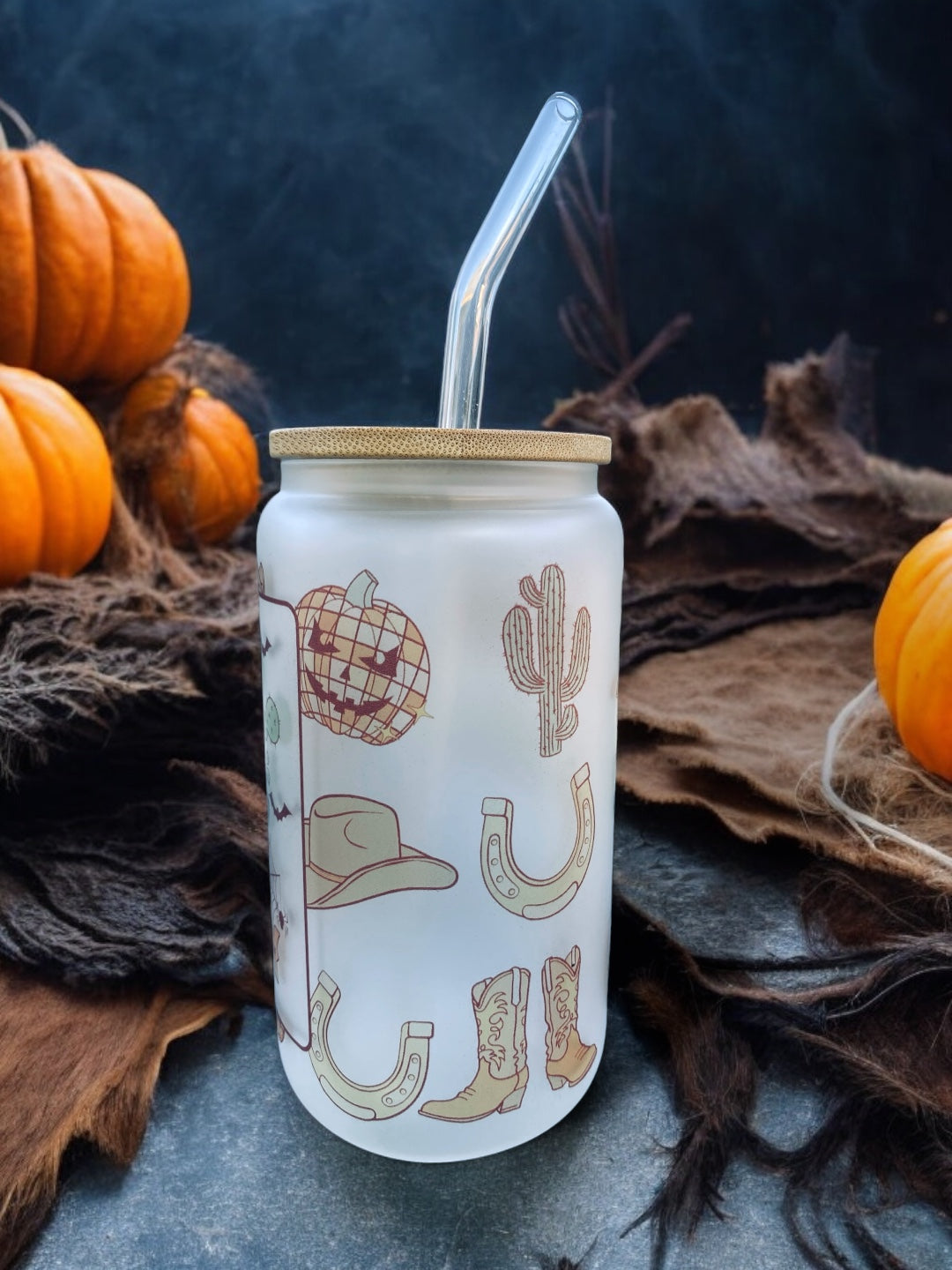 Boot Scootin Spooky 16oz Frosted Glass Can