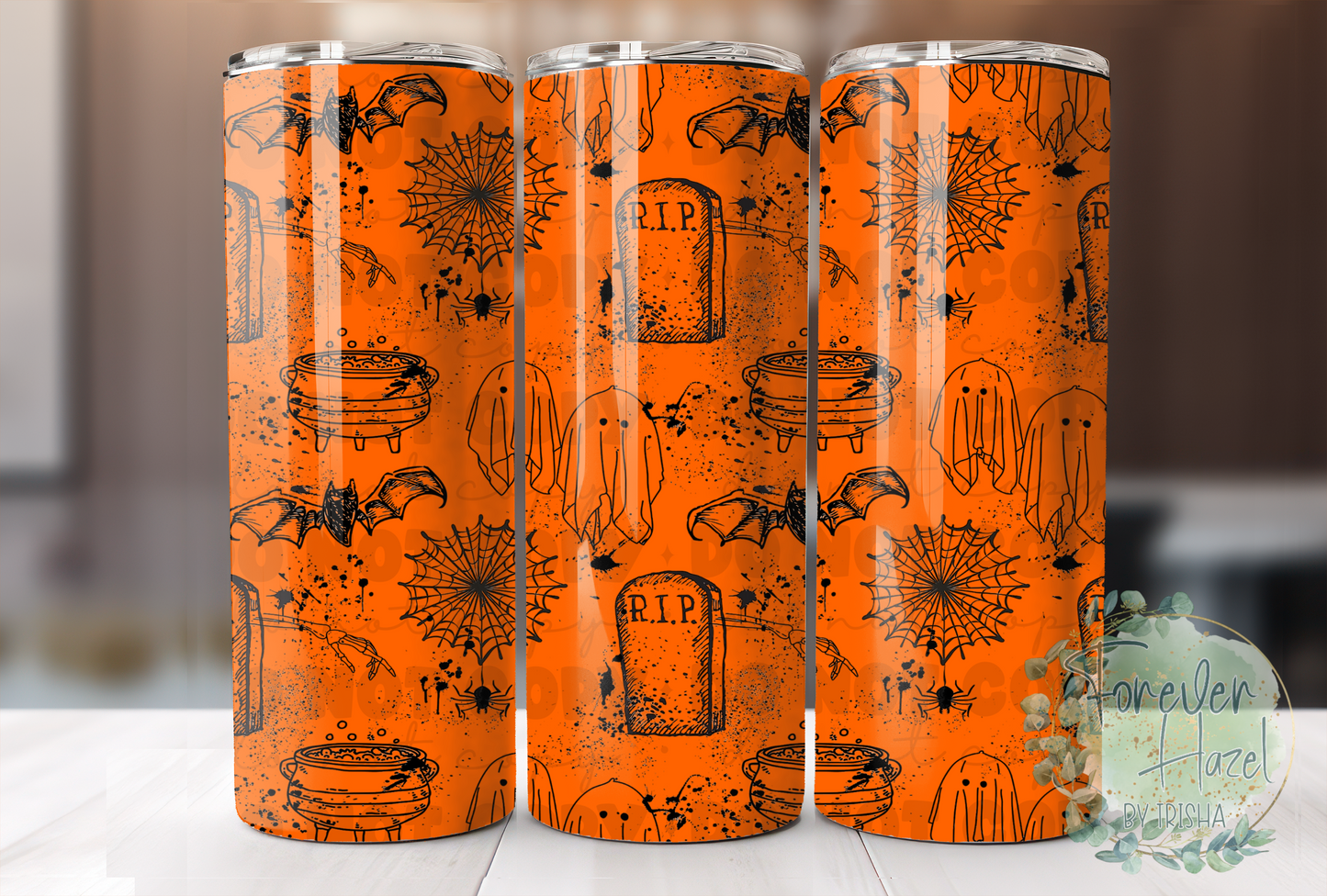 Neon Orange Halloween Grunge Art Tumbler