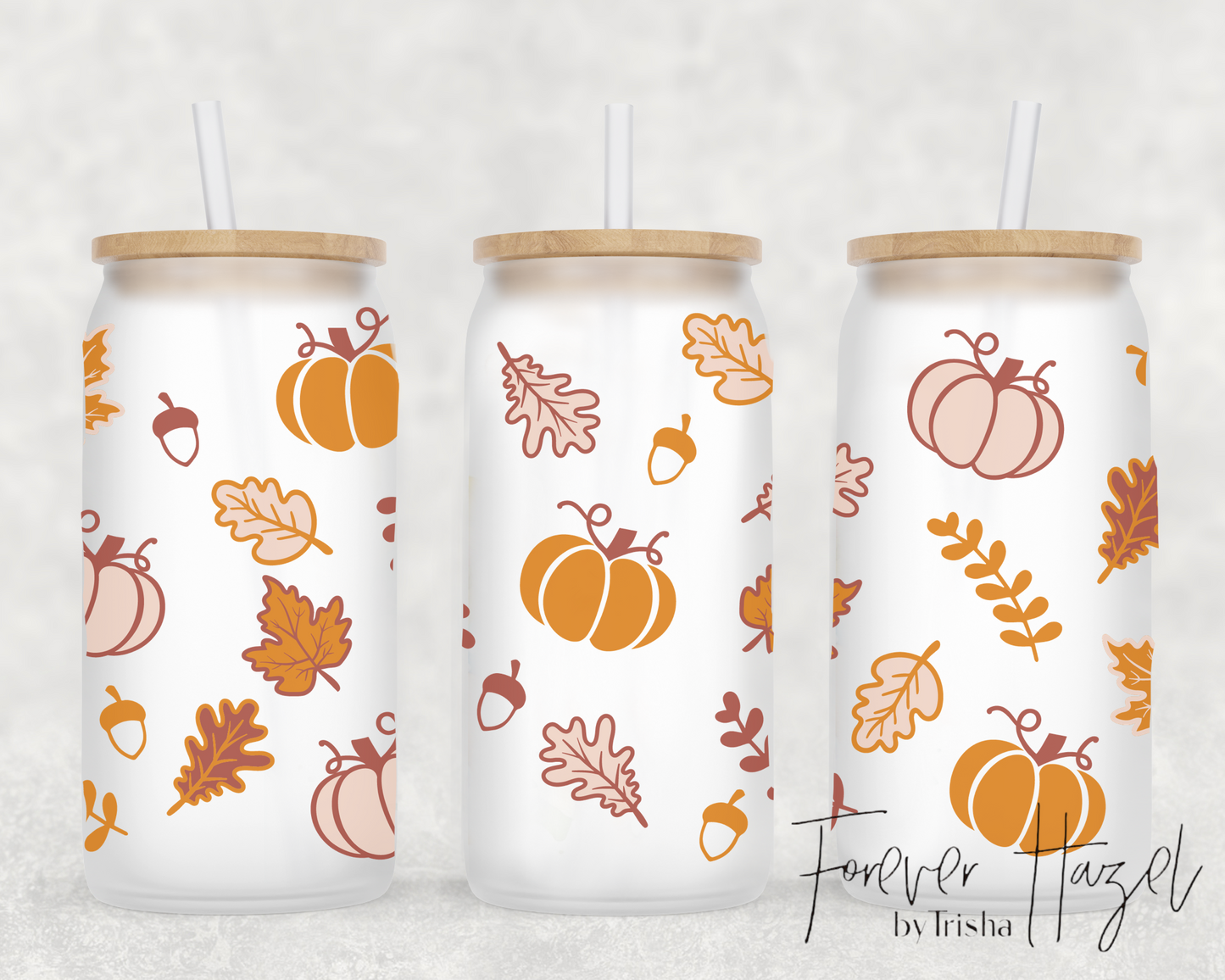 Autumn Things 16oz Frosted Glass Can