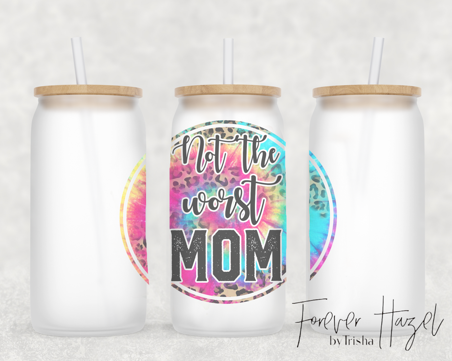 Not The Worst Mom 16oz Frosted Glass Can