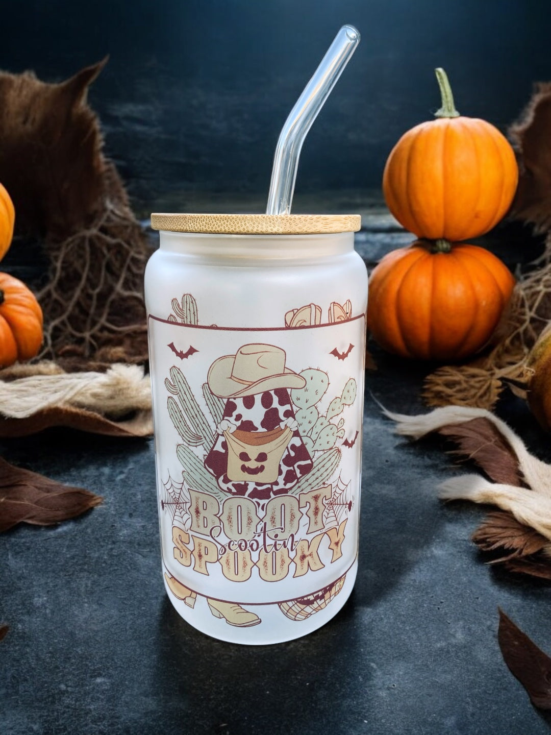Boot Scootin Spooky 16oz Frosted Glass Can