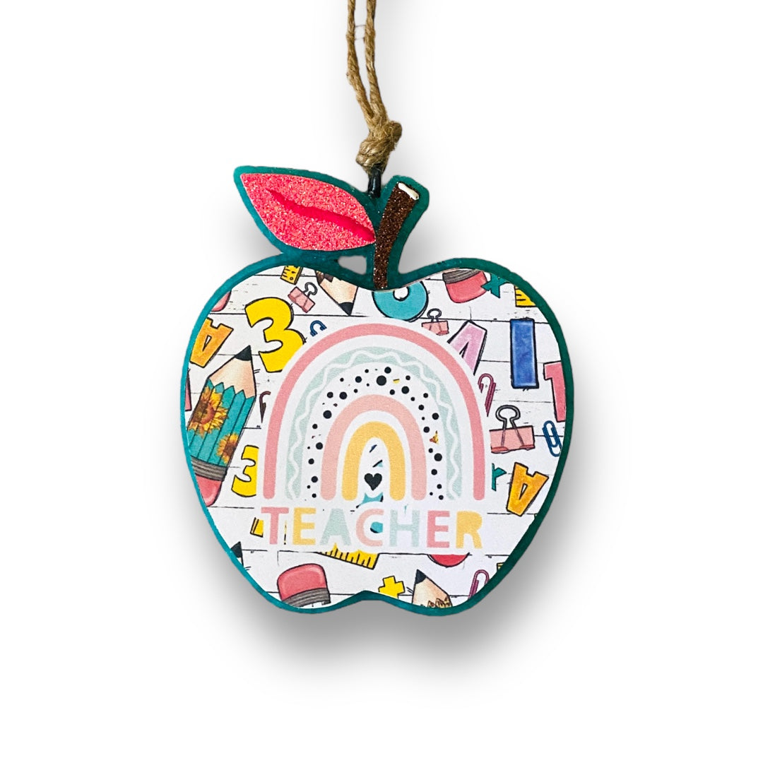 Teacher with Rainbow Apple Freshie