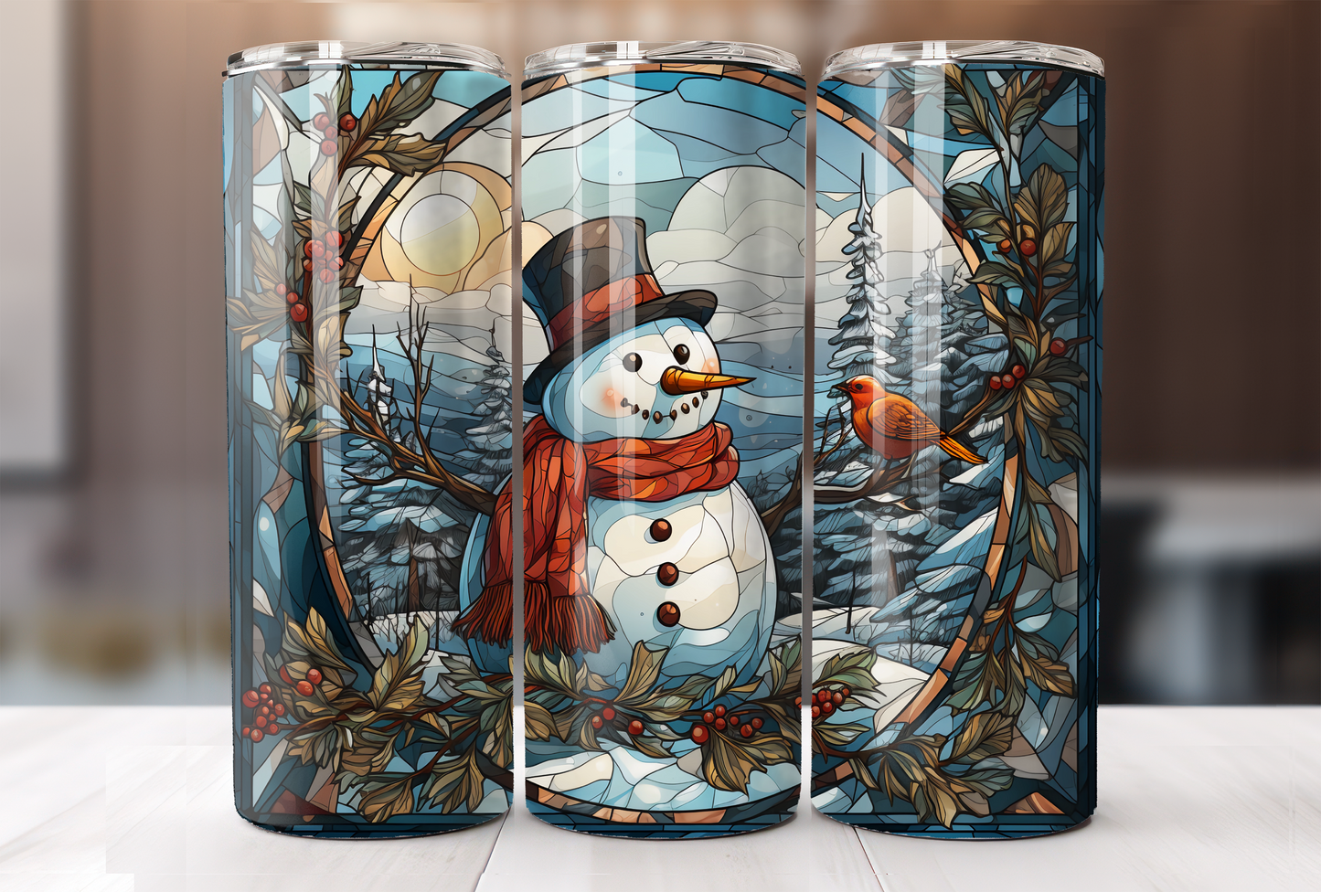 Snowman Stained Glass Tumbler