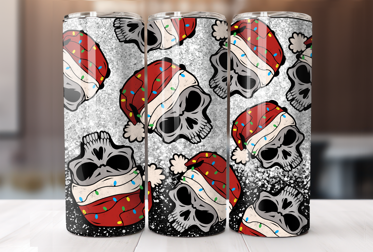 Skulls In Santa Hats Tumbler