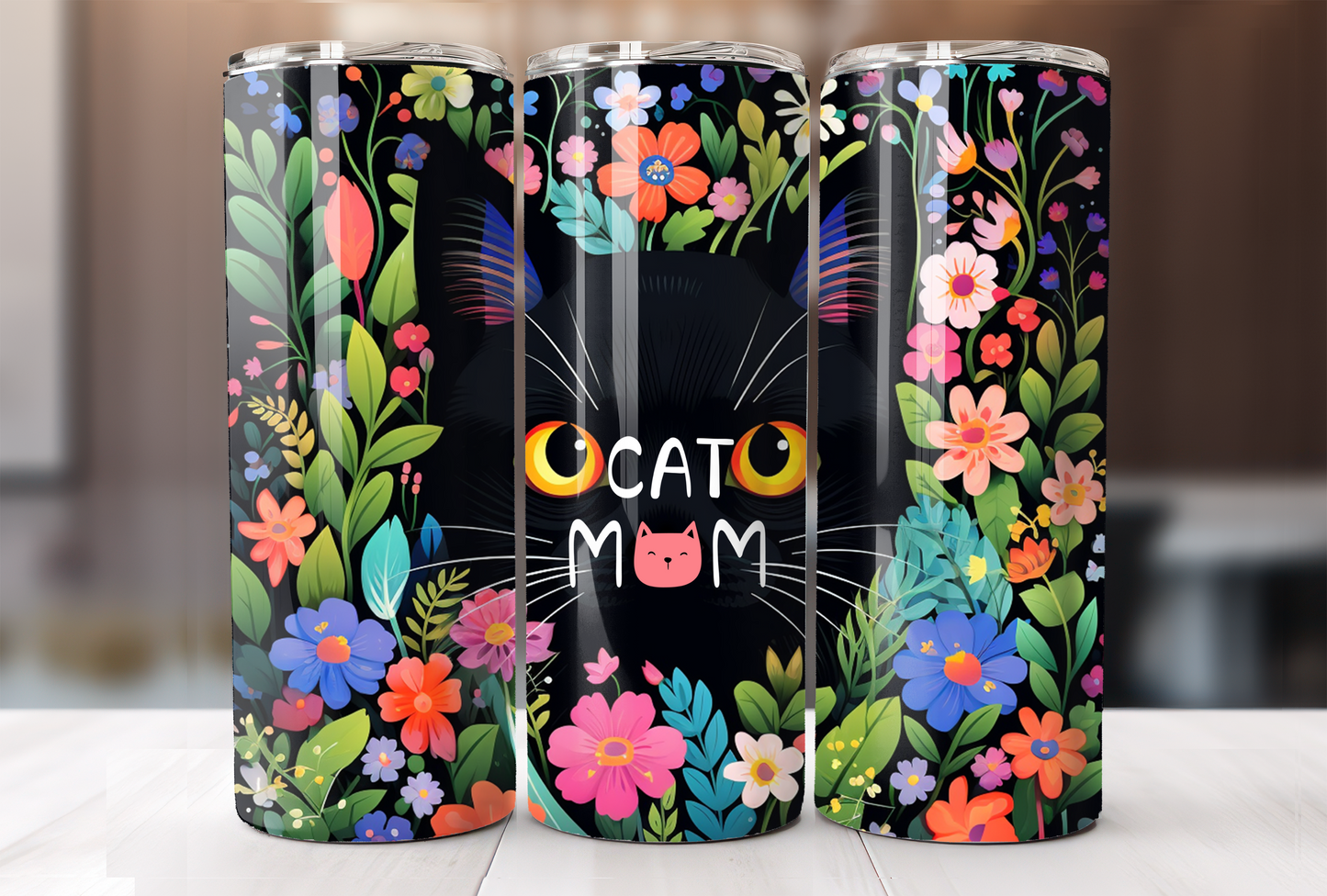 Floral Cat Mom Tumbler