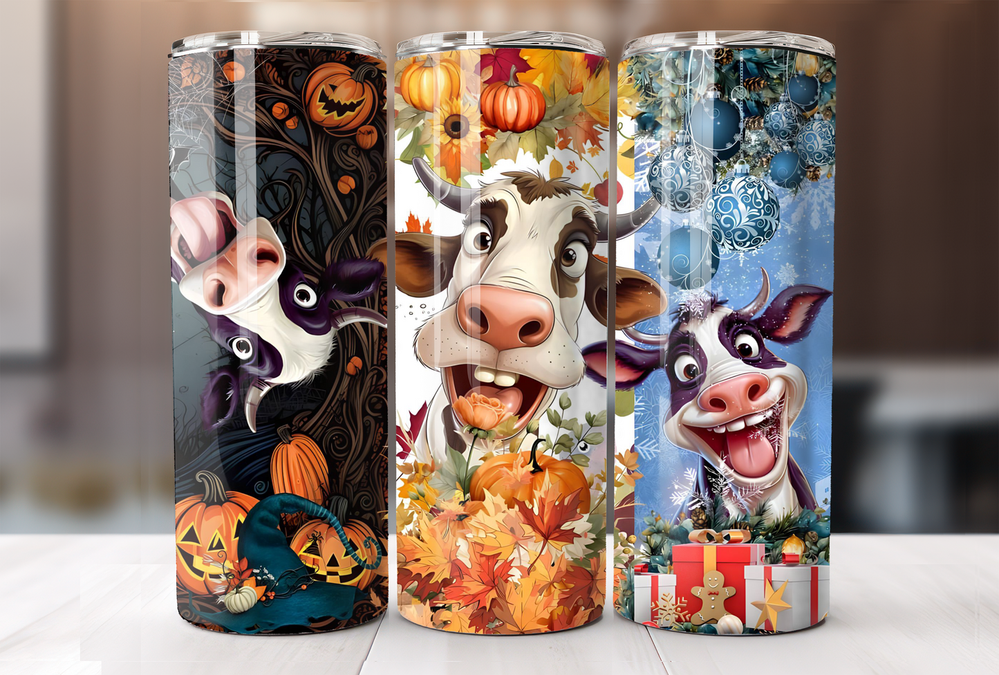 Hallothanksmas cows Tumbler