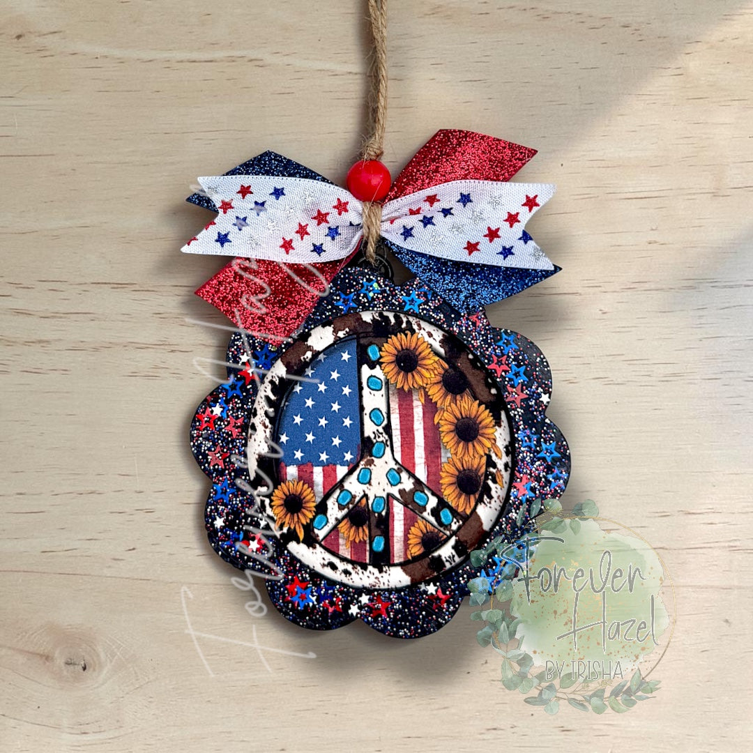 Peace Sign Patriotic Freshie: Summer Aroma Bead Bead Air Freshener