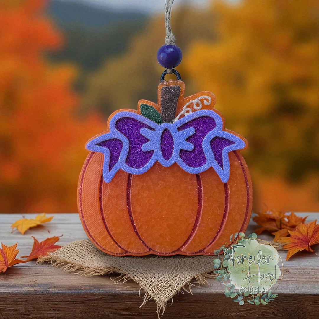 Pumpkin With Bow Freshie: Autumn Aroma Bead Air Freshener