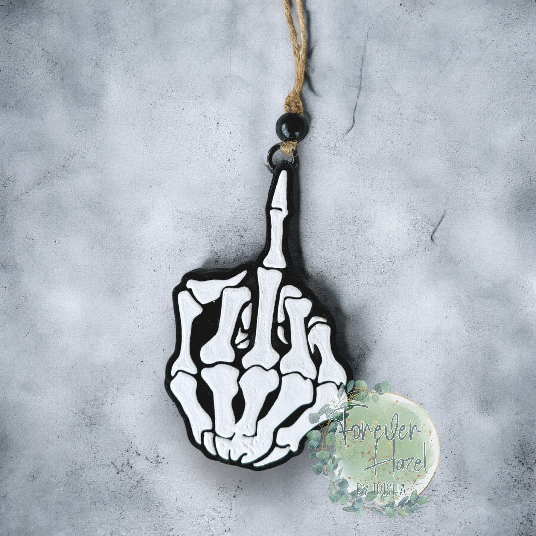 Skeleton Middle Finger Freshie: Vulgar Aroma Bead Air Fresheners