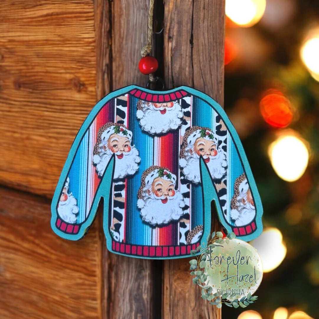 Cheetah, Serape and Santa Ugly Sweater Freshie: Holiday Aroma Bead Air Freshener