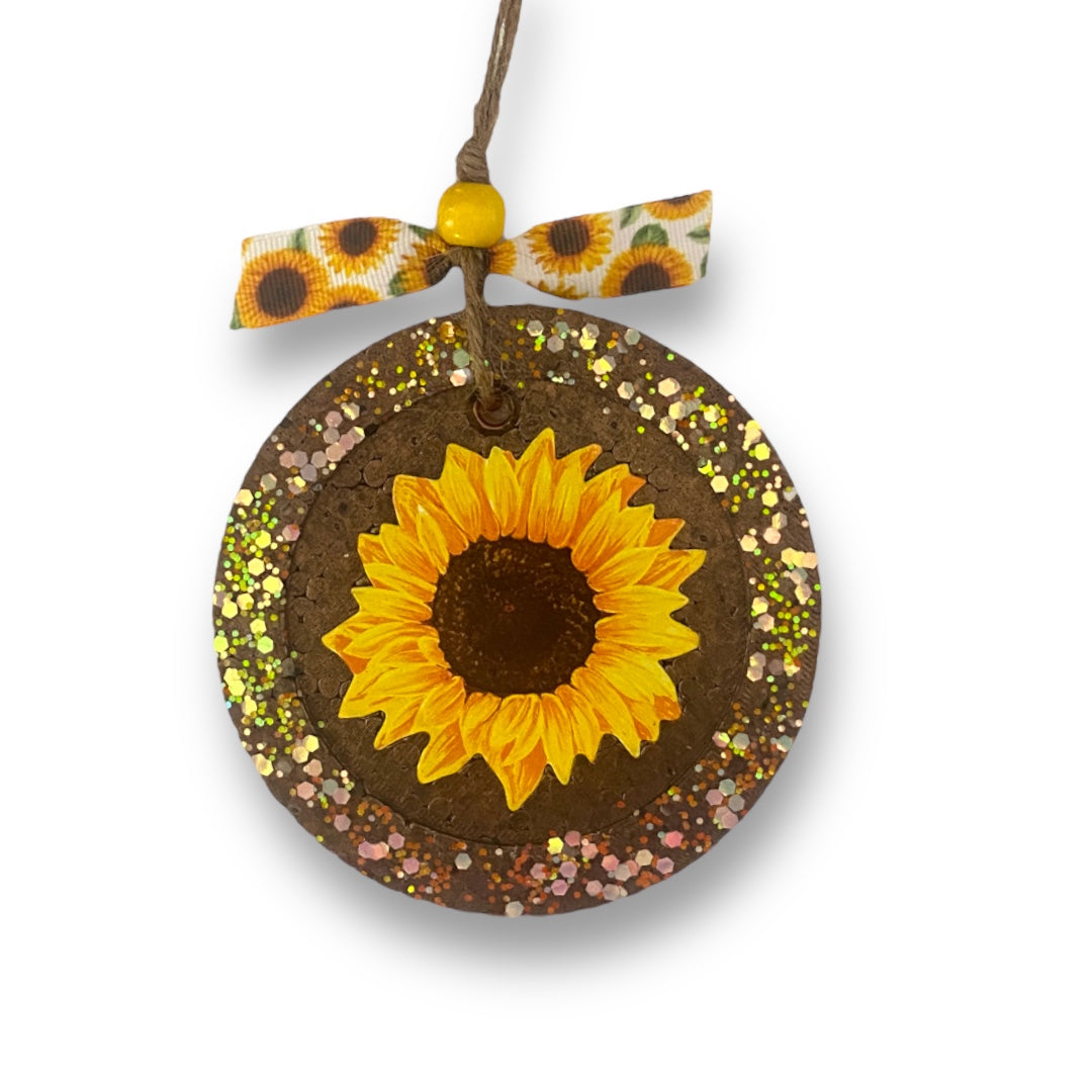 Sunflower Round Freshie: Plant Aroma Bead Bead Air Freshener