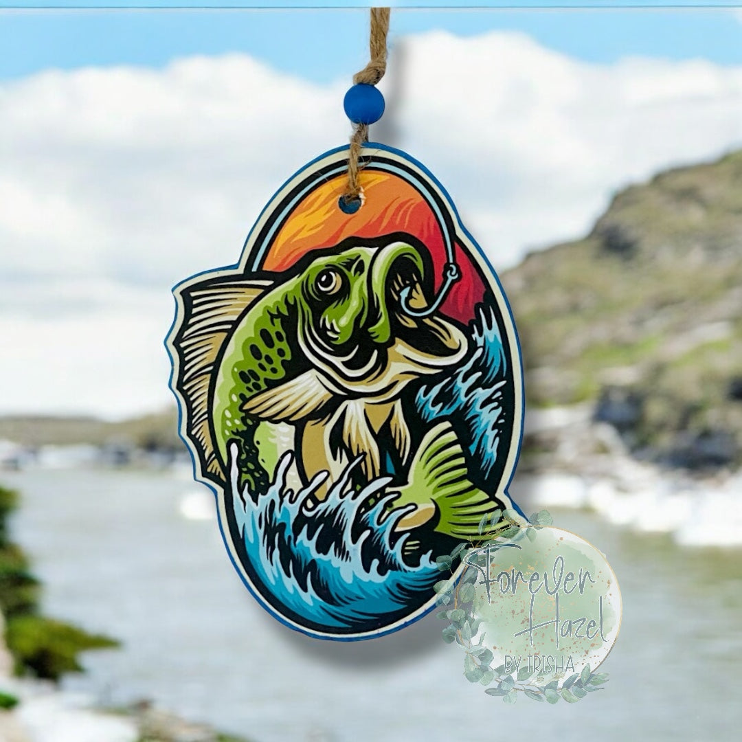 Graphic Bass Fish Freshie: Sports Aroma Bead Air Fresheners