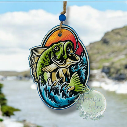 Graphic Bass Fish Freshie: Sports Aroma Bead Air Fresheners