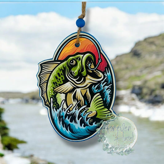 Graphic Bass Fish Freshie: Sports Aroma Bead Air Fresheners