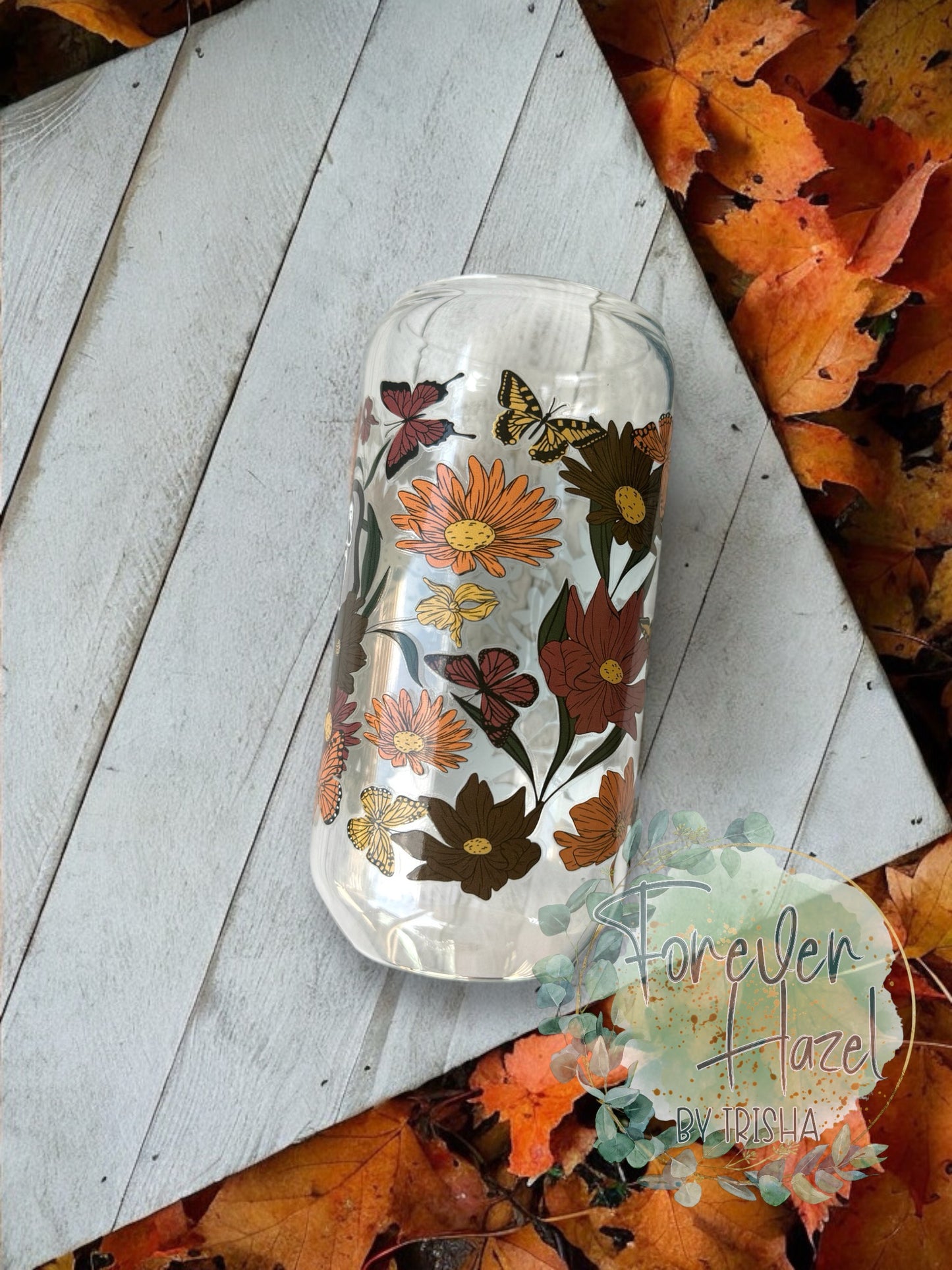 Floral Horror Friends 16oz Glass Can