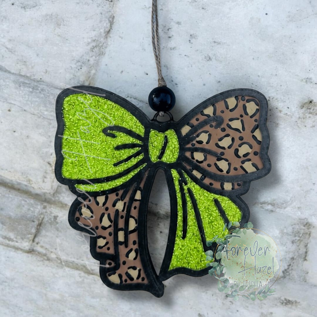Cheetah Glittery Bow Freshie: Aroma Bead Air Freshener