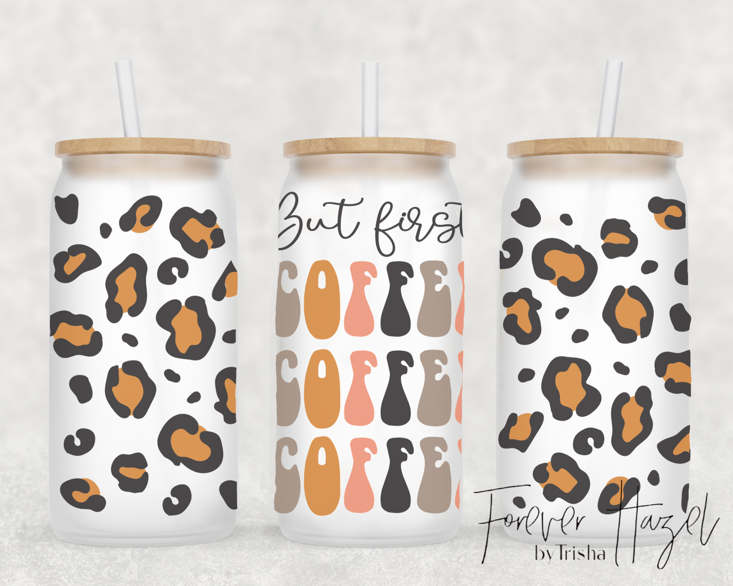 But First Coffee, Coffee, Coffee 16oz Frosted Glass Can