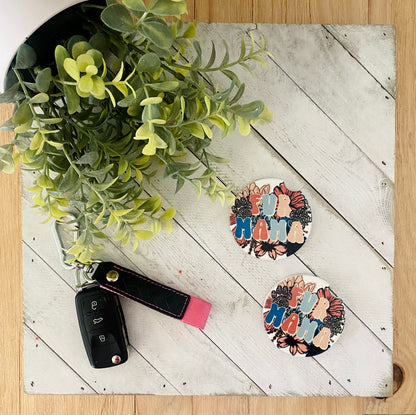 Floral Fur Mama Car Coaster Set