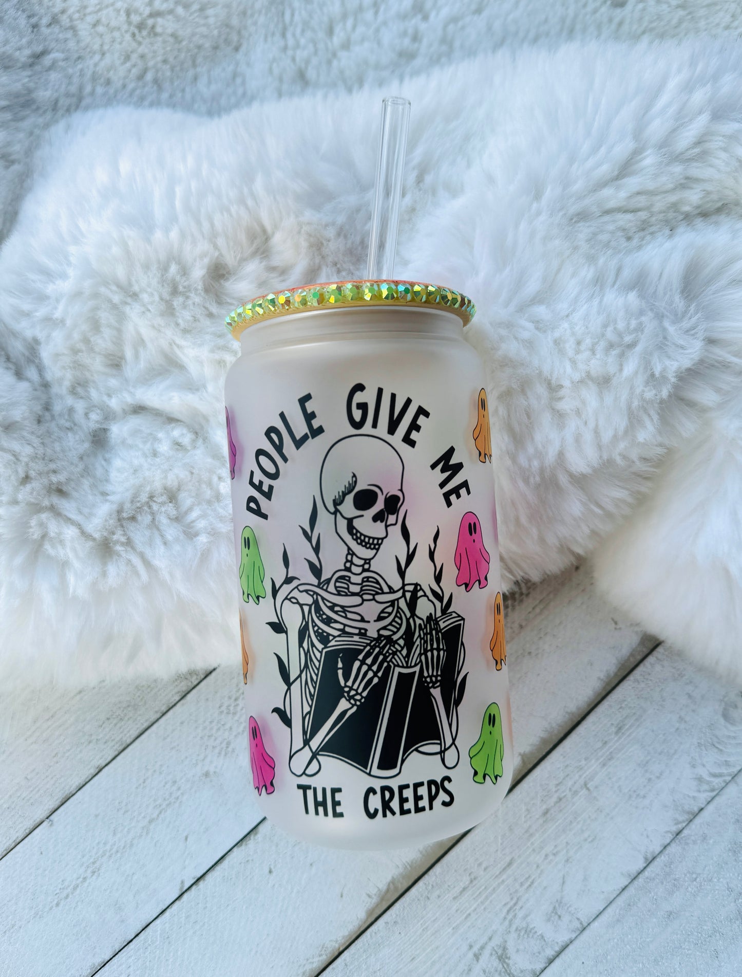 People Give Me The Creeps Frosted Glass Can