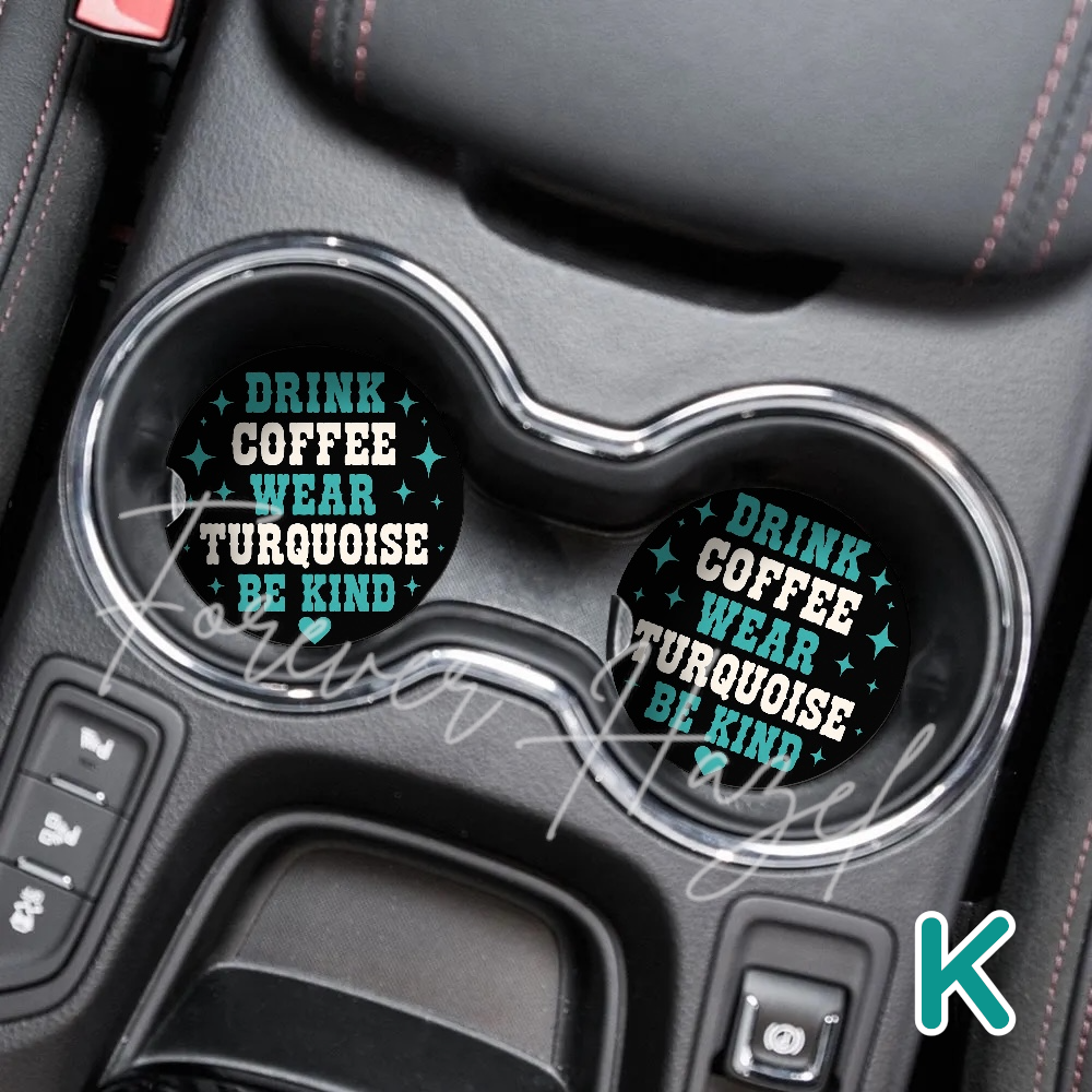 Turquoise and Cheetah Western Car Coaster Set