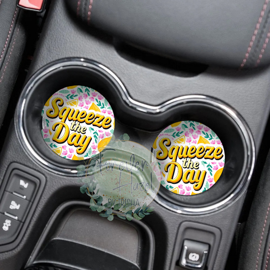 Squeeze The Day Car Coaster Set