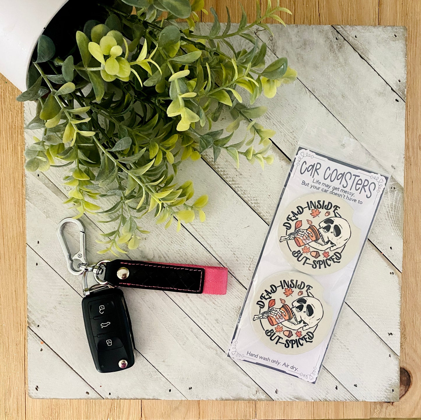 Dead Inside But Spiced Car Coaster Set