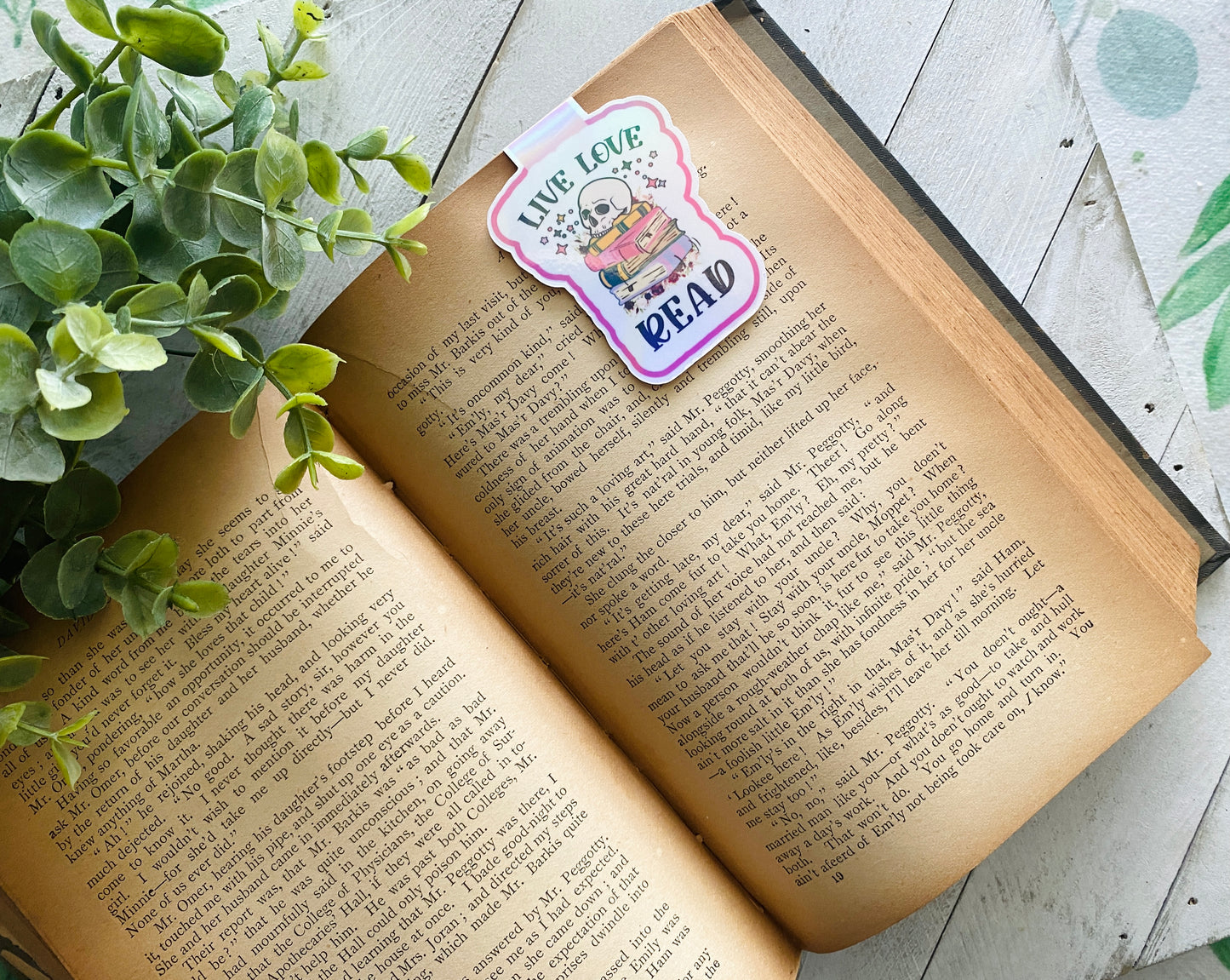 Live Love Read Books and Skull Magnetic Bookmark