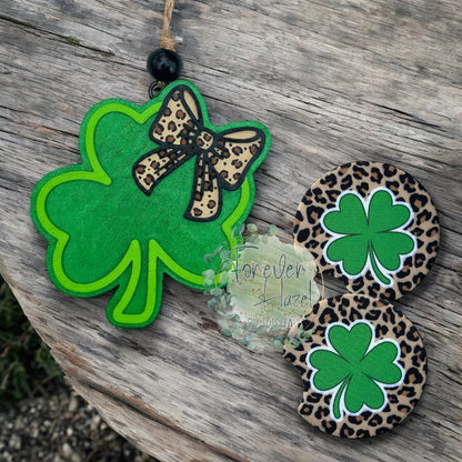 Cheetah Clovet Freshie: St Patricks Day Aroma Bead Air Freshener: Car Coaster