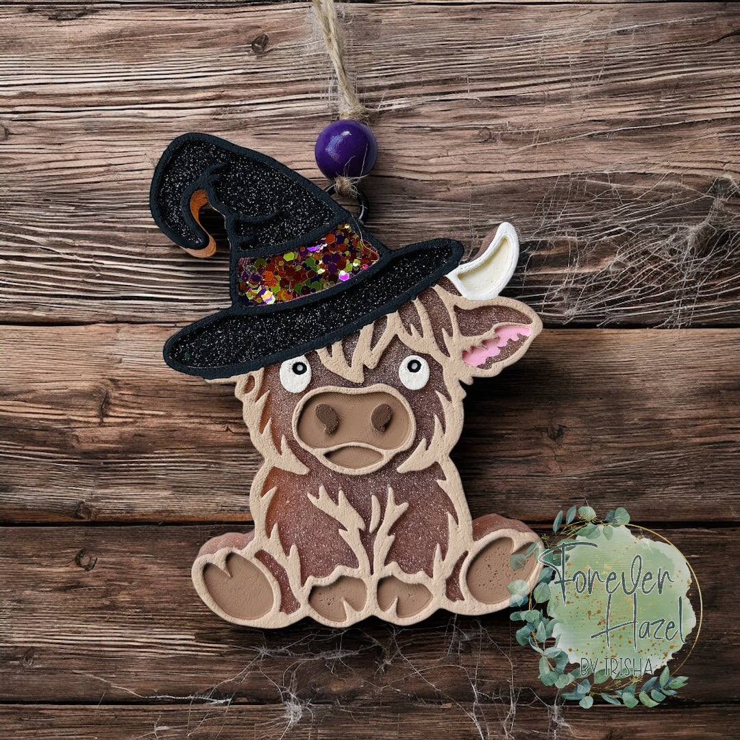 Witchy Highland Cow Freshie: Spooky Aroma Bead Air Freshener