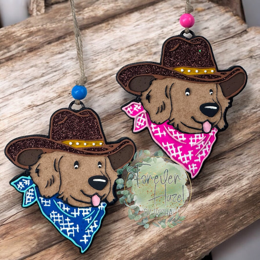 Cowboy Retriever Dog Freshie: Animal Aroma Bead Air Fresheners
