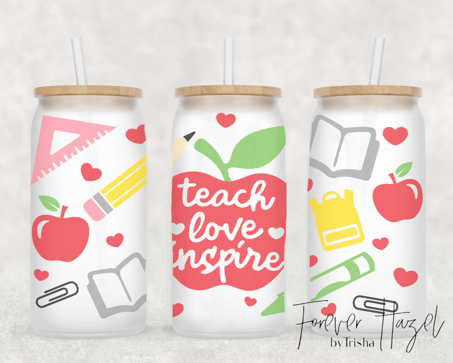 Teach Love Inspire 16oz Frosted Glass Can