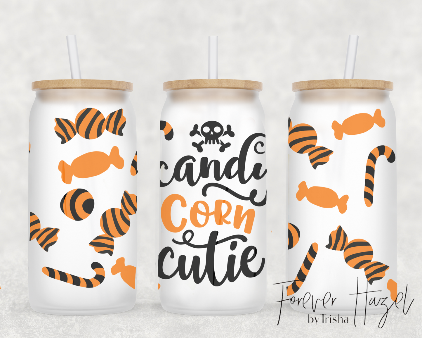 Candy Corn Cutie 16oz Frosted Glass Can