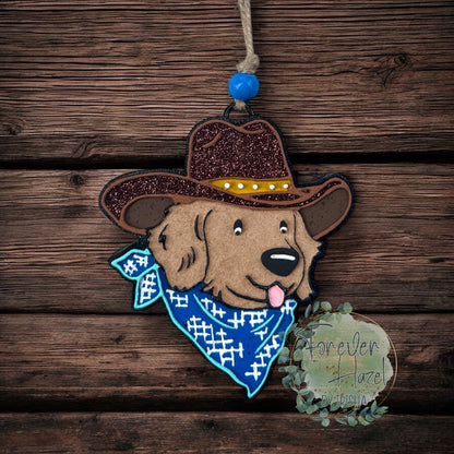 Cowboy Retriever Dog Freshie: Animal Aroma Bead Air Fresheners