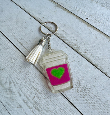 Heart Coffee Cup Keychain Collection