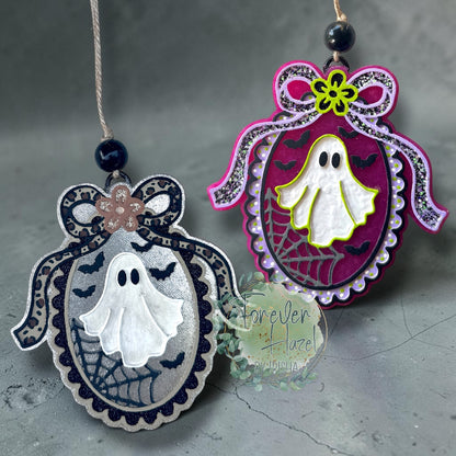 Spooky Ghost in a Frame Freshie: Halloween Aroma Bead Air Fresheners