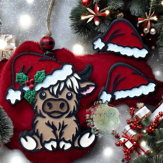 Christmas Highland Cow Freshie: Holiday Aroma Bead Air Fresheners